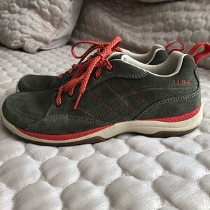 L.L. Bean Women’s Suede Hiking Sneakers Trail Shoes Olive Green 7.5 Medium